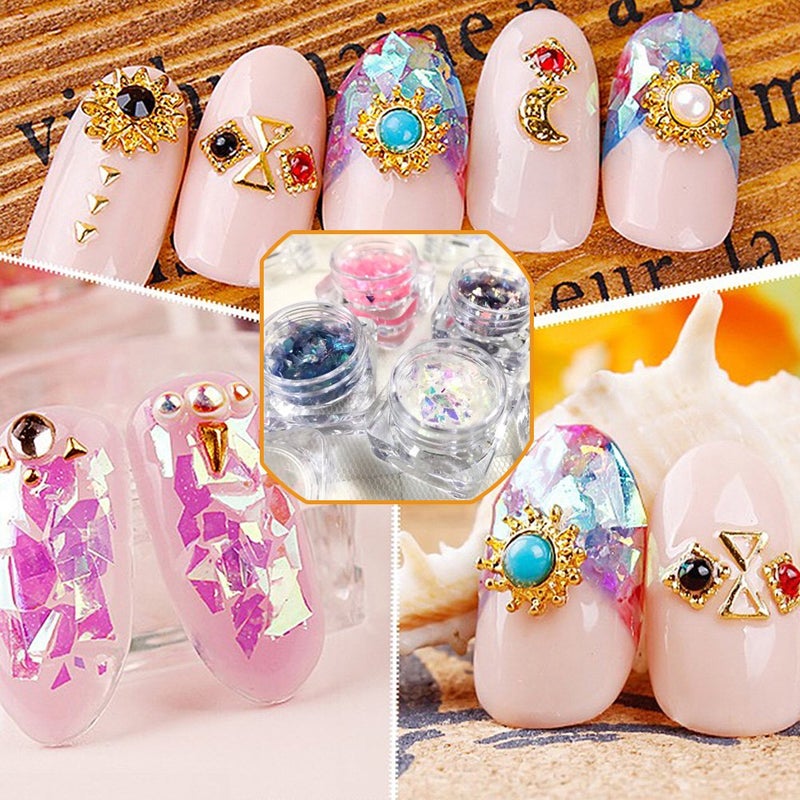 YesLady Nail Art Glitter Mylar Slices Irregular Sequins Glass Pieces Foil flakes Decoration 12 Colors - Image 3